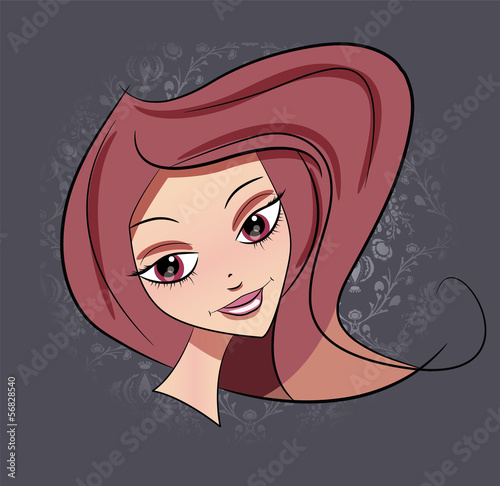 Vector: Portrait of a beautiful girl, vector illustration Portrait of a beautiful girl, vector illustration