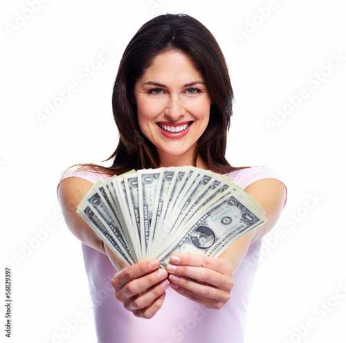 Photo: Woman holding money Woman holding money