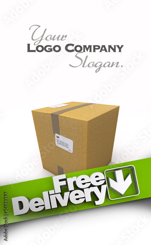 Illustration: Free delivery, cardboard box Free delivery, cardboard box
