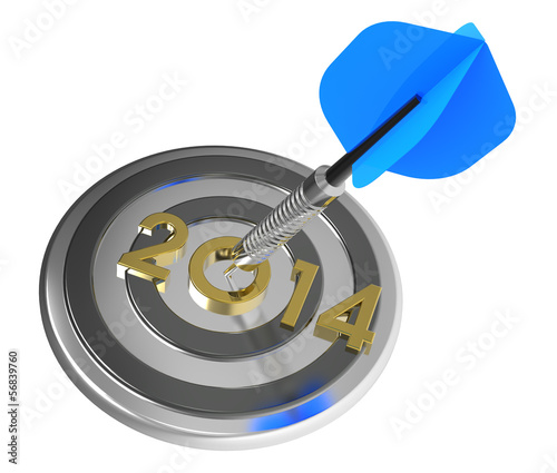Illustration: Dart hitting target - New Year 2014 Dart hitting target - New Year 2014