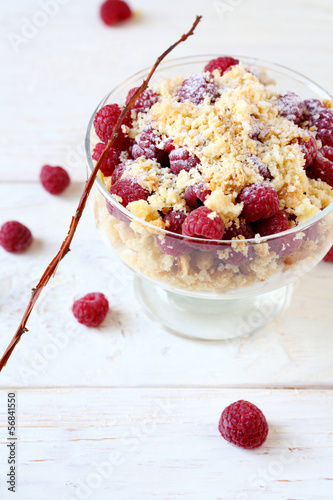 Photo: Delicious raspberry dessert with cookies Delicious raspberry dessert with cookies