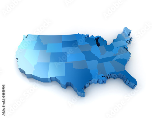 Illustration: 3D map of the united states of america 3D map of the united states of america