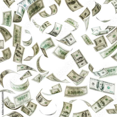 Photo: Falling money, hundred dollar bills Falling money, hundred dollar bills