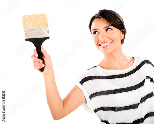 Photo: Woman painting with a brush Woman painting with a brush