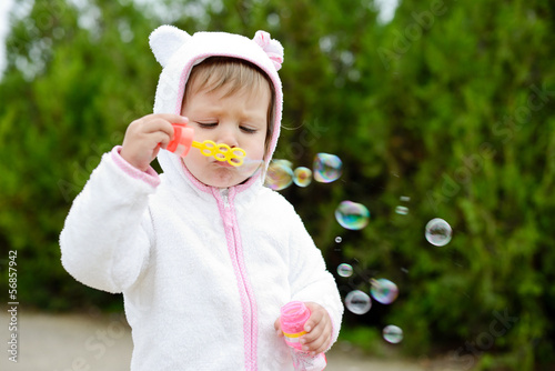 Photo: girl and soap bubbles girl and soap bubbles