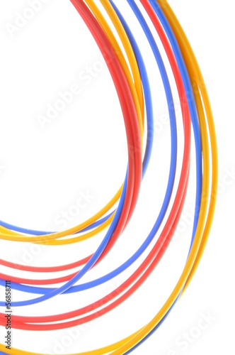 Photo: Colored wires used in electrical and computer networks Colored wires used in electrical and computer networks