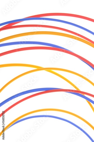 Photo: Colored wires used in electrical and computer networks Colored wires used in electrical and computer networks