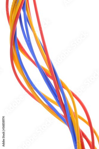 Photo: Colored wires used in electrical and computer networks Colored wires used in electrical and computer networks