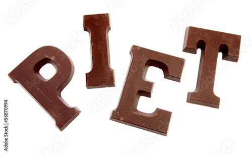 Photo: The word "PIET" in chocolate letters The word "PIET" in chocolate letters