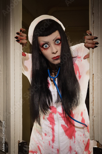 Photo: Horror movie. Crazy dead nurse Horror movie. Crazy dead nurse