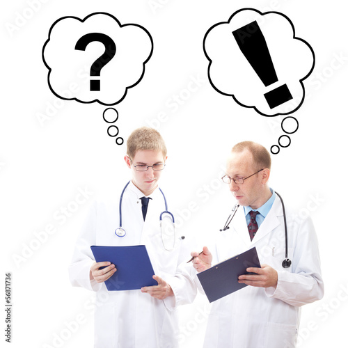 Photo: Young physician does not understand the doctor Young physician does not understand the doctor