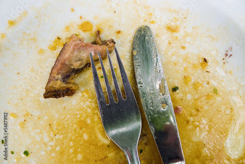 Photo: cutlery after dinner on plate cutlery after dinner on plate