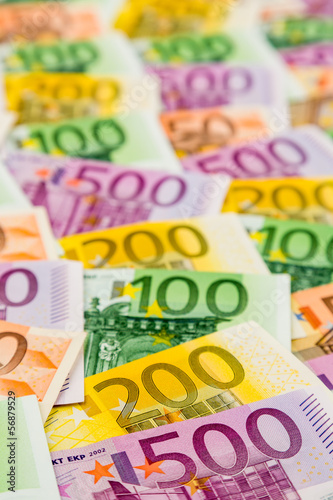 Photo: many euro banknotes many euro banknotes