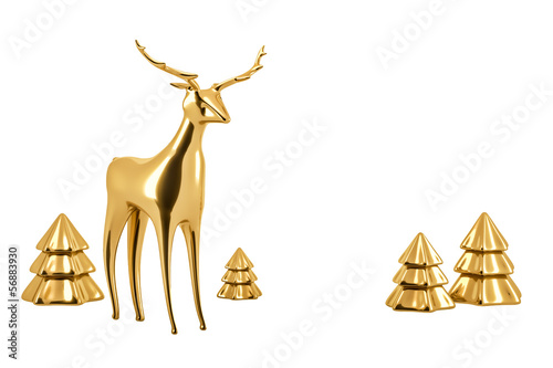 Illustration: golden reindeer golden reindeer