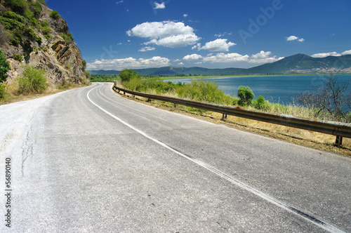 winding road along Prespa Lake in National Park Galicica, Republic of Macedonia