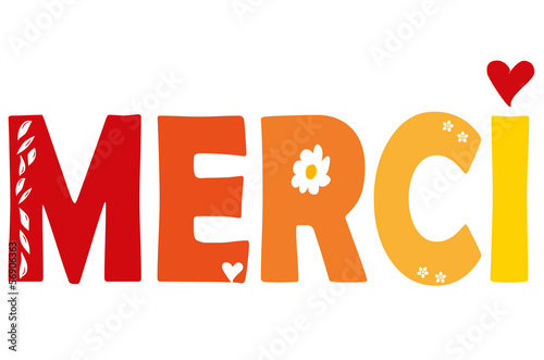 Vector: Merci - Danke in rot orange gelb - Vektor Merci - Danke in rot orange gelb - Vektor