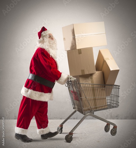 Photo: Santa Claus with shopping cart Santa Claus with shopping cart