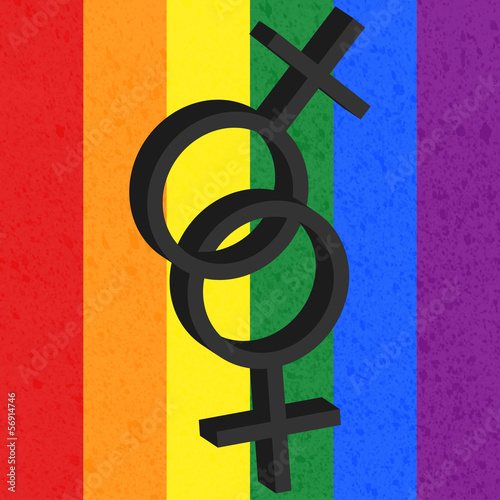 Vector: Homosexual love icon on rainbow background, female Homosexual love icon on rainbow background, female