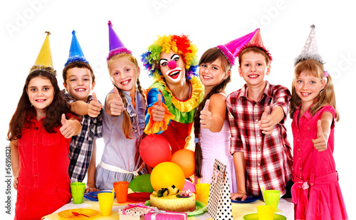 Photo: Birthday party group of child with cake. Birthday party group of child with cake.