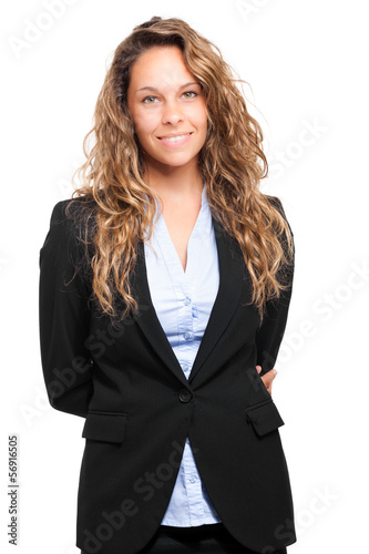 Photo: Smiling businesswoman isolated on white Smiling businesswoman isolated on white