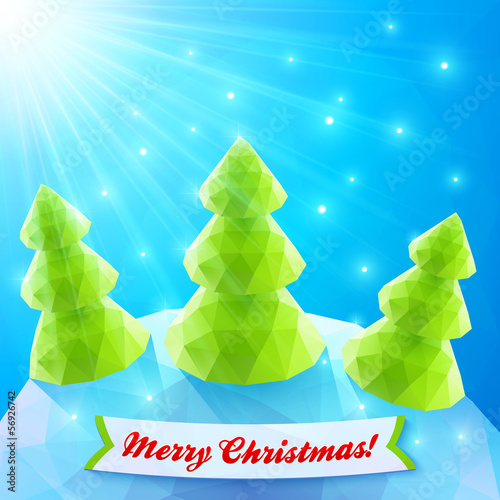 Vector: Three vector Christmas trees in polygonal style Three vector Christmas trees in polygonal style