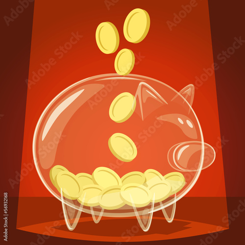 Vector: Glass piggy bank. Vector illustration. Glass piggy bank. Vector illustration.