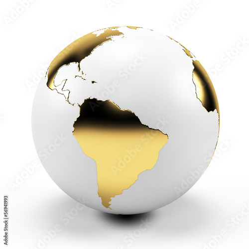 Illustration: 3d rendered illustration of a golden globe 3d rendered illustration of a golden globe