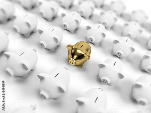 Illustration: 3d rendered illustration of a golden piggy bank 3d rendered illustration of a golden piggy bank