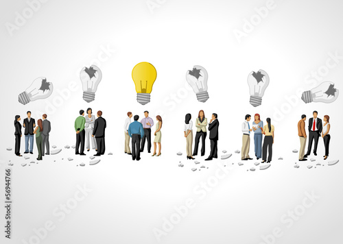Vector: groups of business people thinking. Light bulb idea. groups of business people thinking. Light bulb idea.