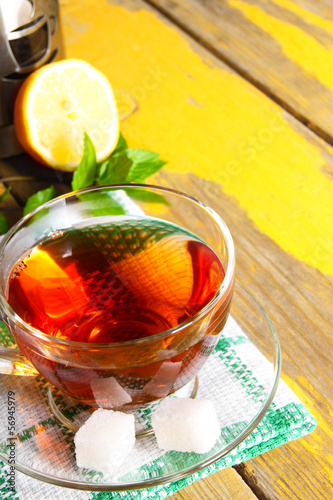 Photo: Tea with mint and a lemon. Tea with mint and a lemon.