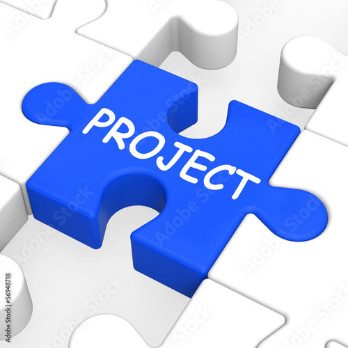 Illustration: Project Puzzle Shows Plan Mission Or Task Project Puzzle Shows Plan Mission Or Task