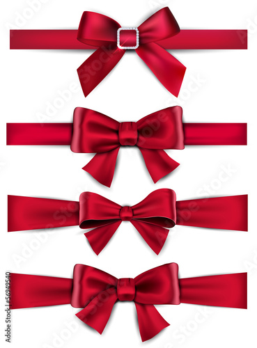 Vector: Satin red ribbons. Gift bows. Satin red ribbons. Gift bows.
