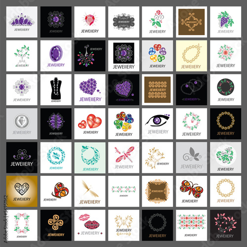 Vector: Collection of vector logos jewelry, gold jewelry Collection of vector logos jewelry, gold jewelry