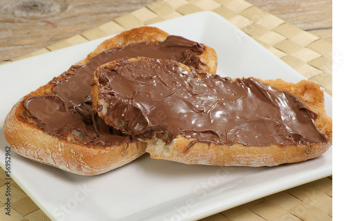Photo: chocolate spread on toast chocolate spread on toast