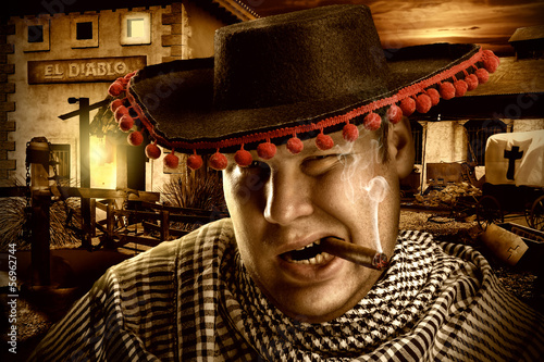 Photo: Serious cowboy mexican at night Serious cowboy mexican at night