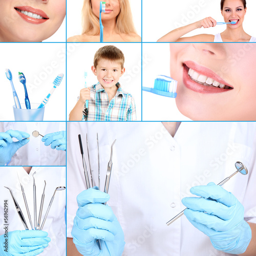 Photo: Collage of photographs on the theme of healthy teeth Collage of photographs on the theme of healthy teeth