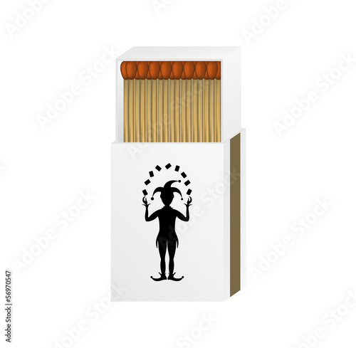 Illustration: Open matchbox with a joker Open matchbox with a joker