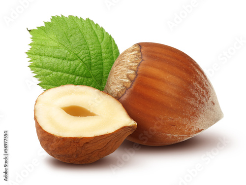 Photo: Hazelnuts and leafs Hazelnuts and leafs