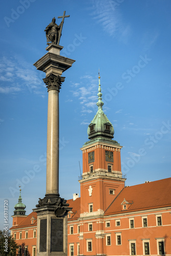 Photo: Royal Castle on Castle Square with king III Vaza in Warsaw Royal Castle on Castle Square with king III Vaza in Warsaw