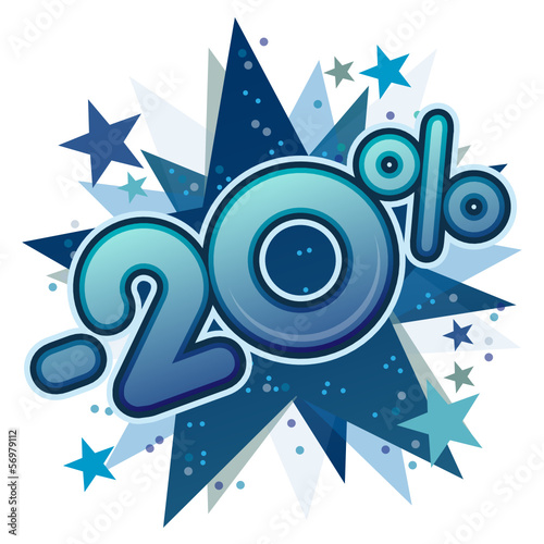 Vector: 20%, réduction, solde, remise, ristourne, commerce, vente 20%, réduction, solde, remise, ristourne, commerce, vente