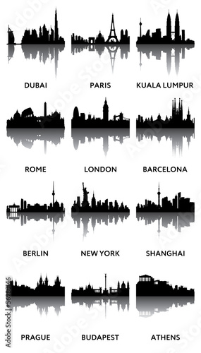 Vector: Silhouettes of city panoramas Silhouettes of city panoramas