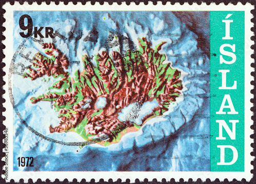 Photo: Iceland contour map and continental shelf (Iceland 1972) Iceland contour map and continental shelf (Iceland 1972)