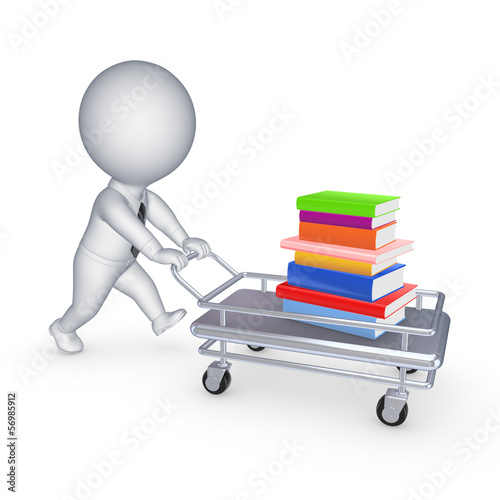 Illustration: Stack of books on a pushcart. Stack of books on a pushcart.