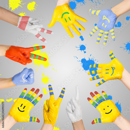 Photo: painted children's hands painted children's hands