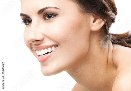 Photo: Portrait of beautiful woman, on white Portrait of beautiful woman, on white