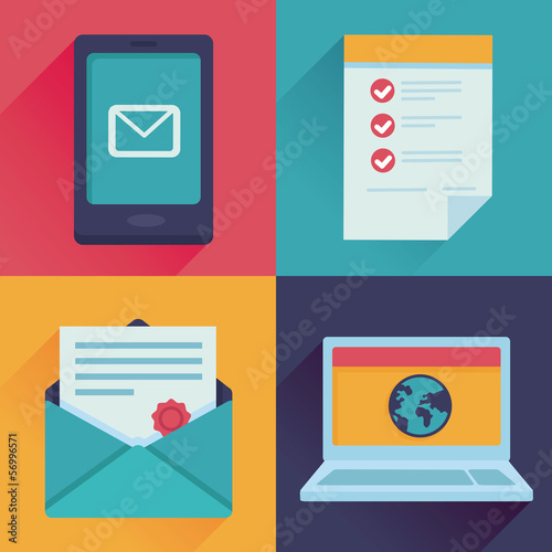 Vector: Vector communication icons in flat retro style Vector communication icons in flat retro style