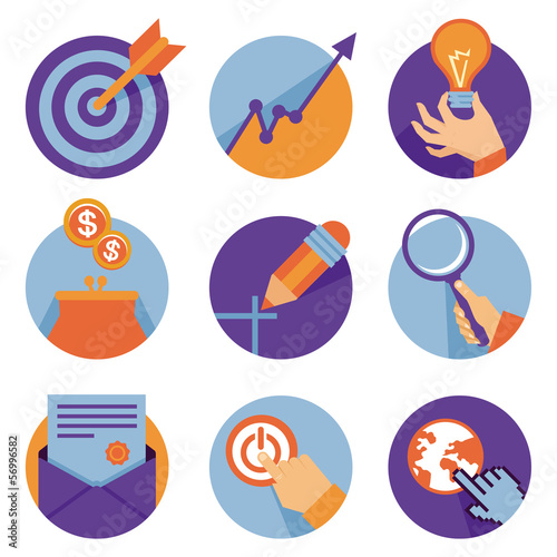 Vector: Vector icons in flat retro style Vector icons in flat retro style