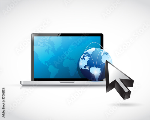 Illustration: laptop globe cursor illustration design laptop globe cursor illustration design