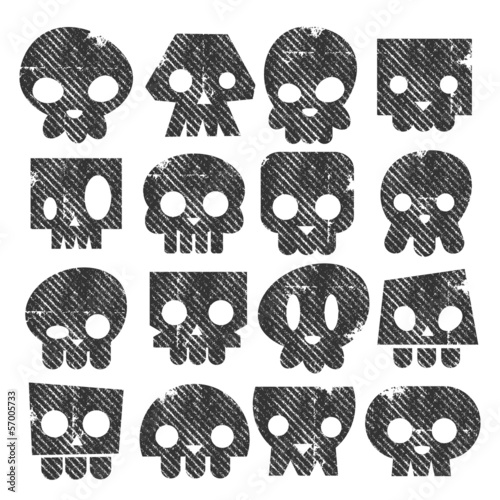 Vector: Grunge Skull Stamps Icons Grunge Skull Stamps Icons