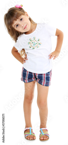 Photo: Little girl posing isolated on white Little girl posing isolated on white